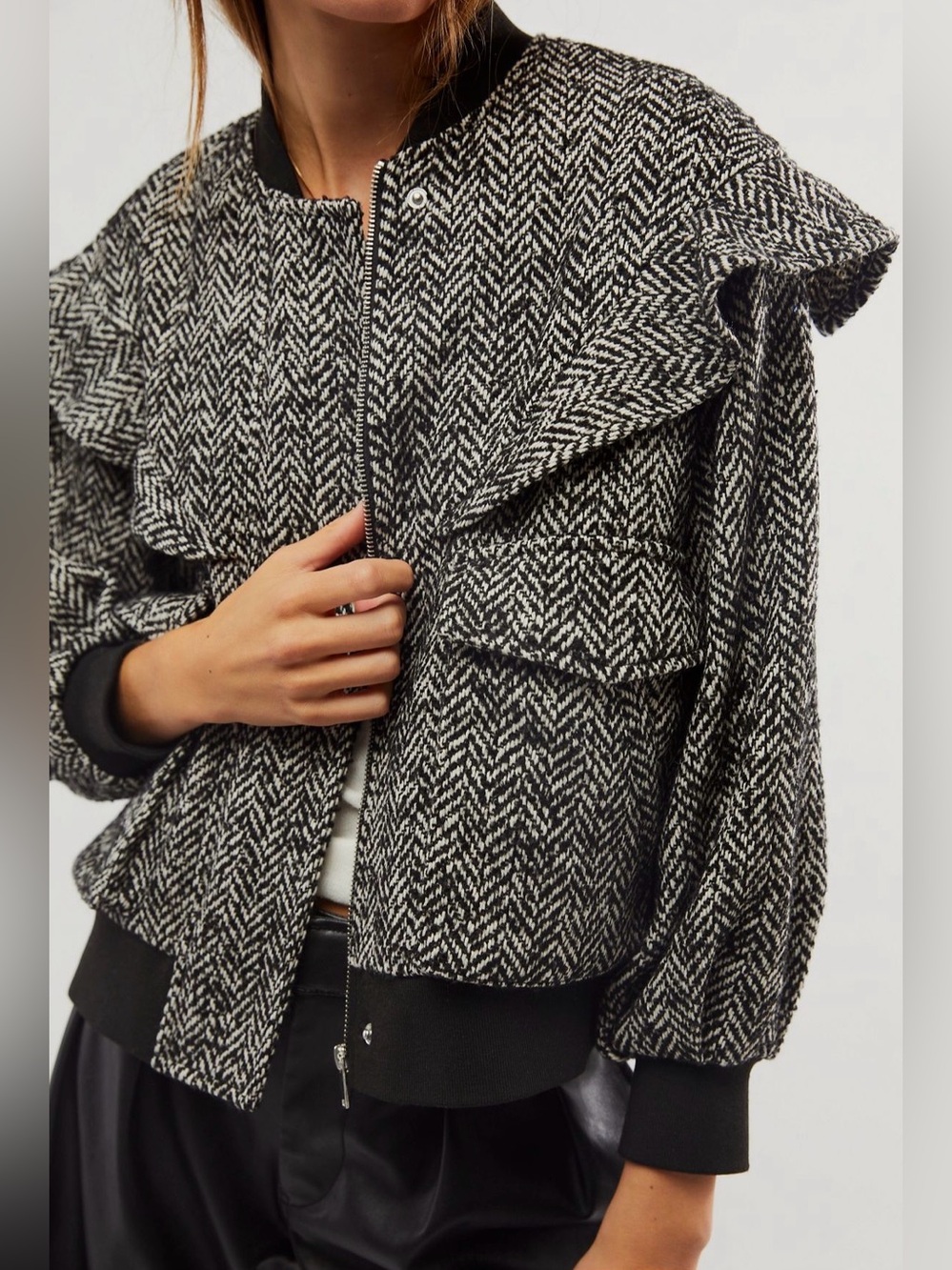 Free People x Driftwood Frill Bomber Jacket Sz L